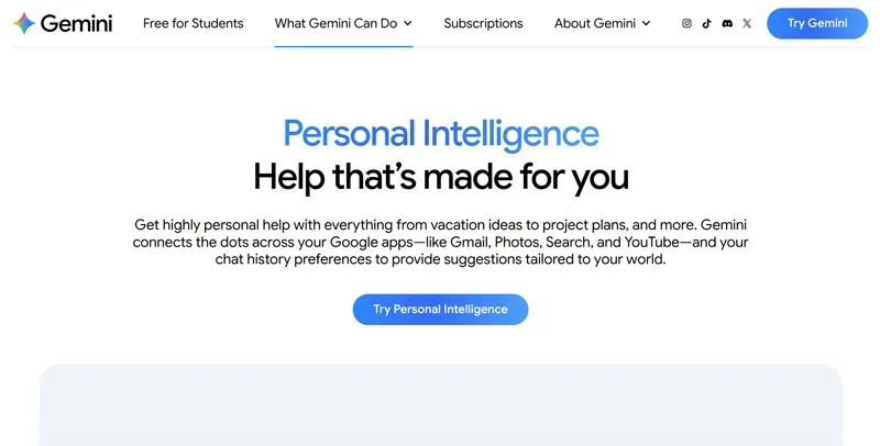 Gemini Personal Intelligence Preview